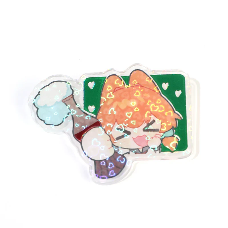 Custom Cold Foil Stamping Holographic Clear Acrylic Pins - Image 4