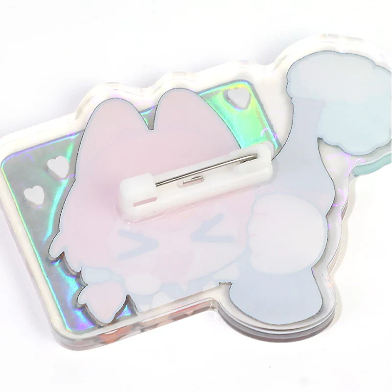 Custom Cold Foil Stamping Holographic Clear Acrylic Pins - Image 5