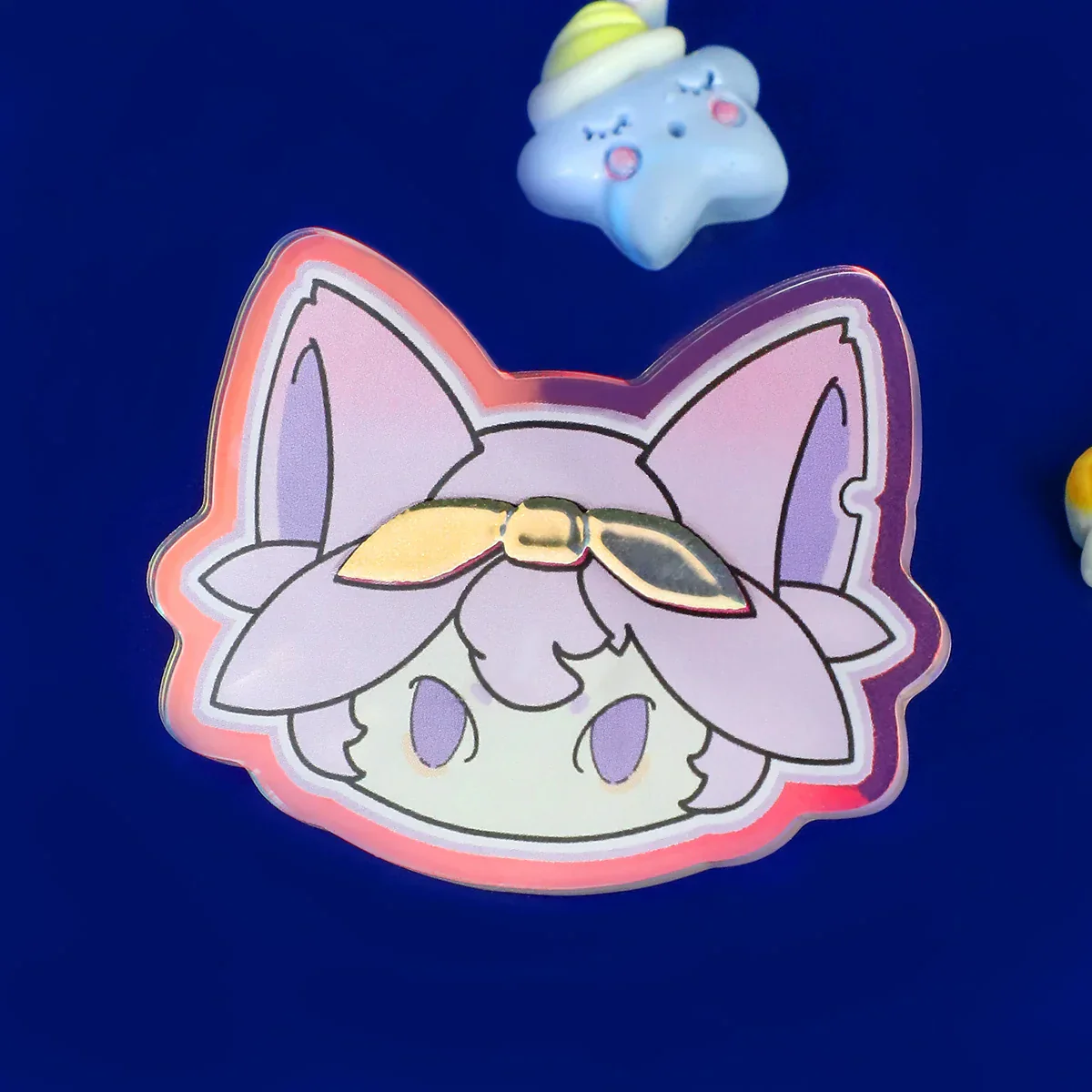 Custom Cold Foil Stamping Holographic Rainbow Acrylic Pins - Image 4