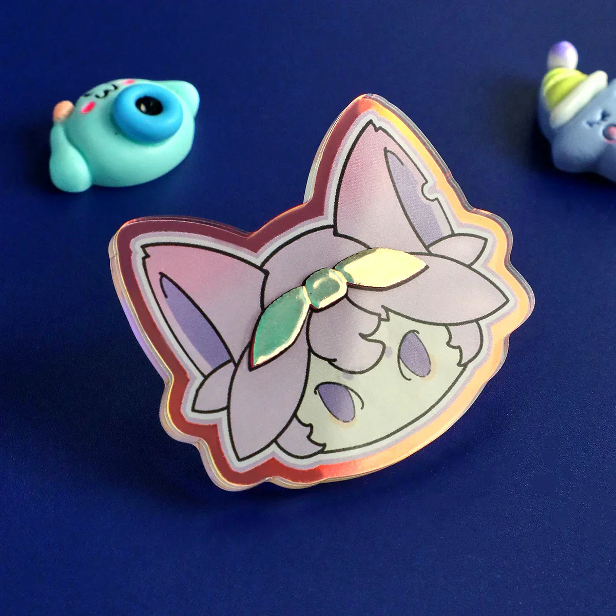 Custom Cold Foil Stamping Holographic Rainbow Acrylic Pins - Image 5