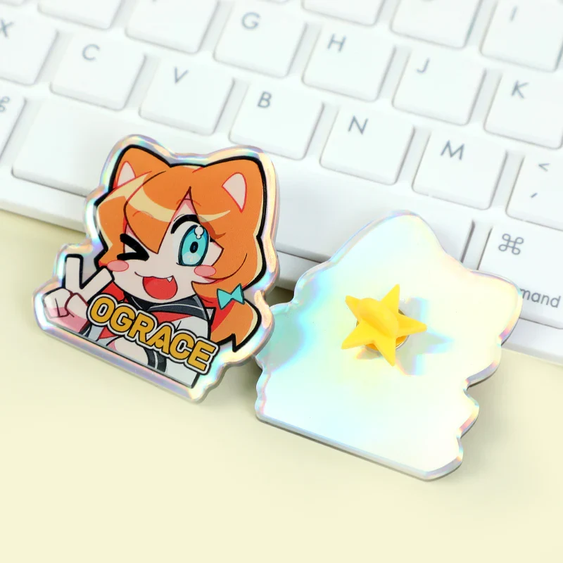 Custom Opaque Holographic Acrylic Pins - Image 5