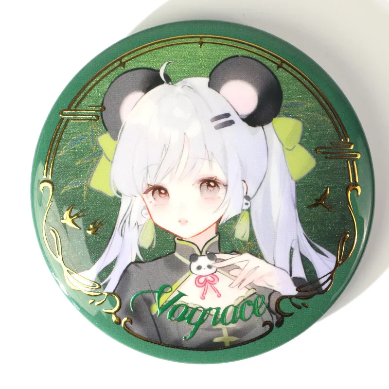 Custom Raised Foil Printing Cold Foil Stamping Glitter Holographic Button Pins - Image 5