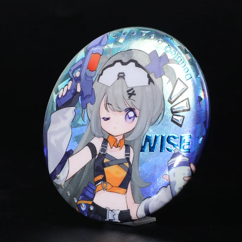 Custom Raised Foil Printing Cold Foil Stamping Glitter Holographic Button Pins - Image 8