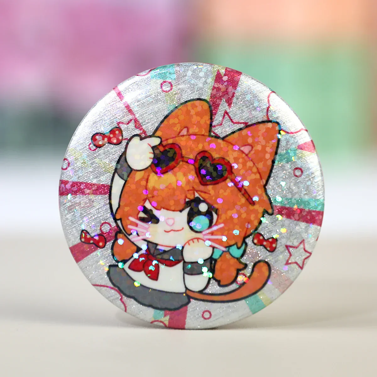 Custom Round Glitter Holographic Button Pins - Image 5
